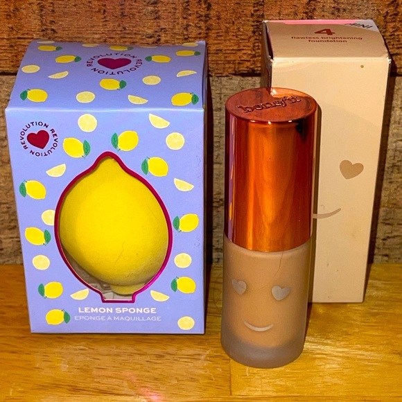 🍋Benefit Hello Happy Brightening Liquid Foundation & Revolution Lemon Blender - Picture 1 of 7